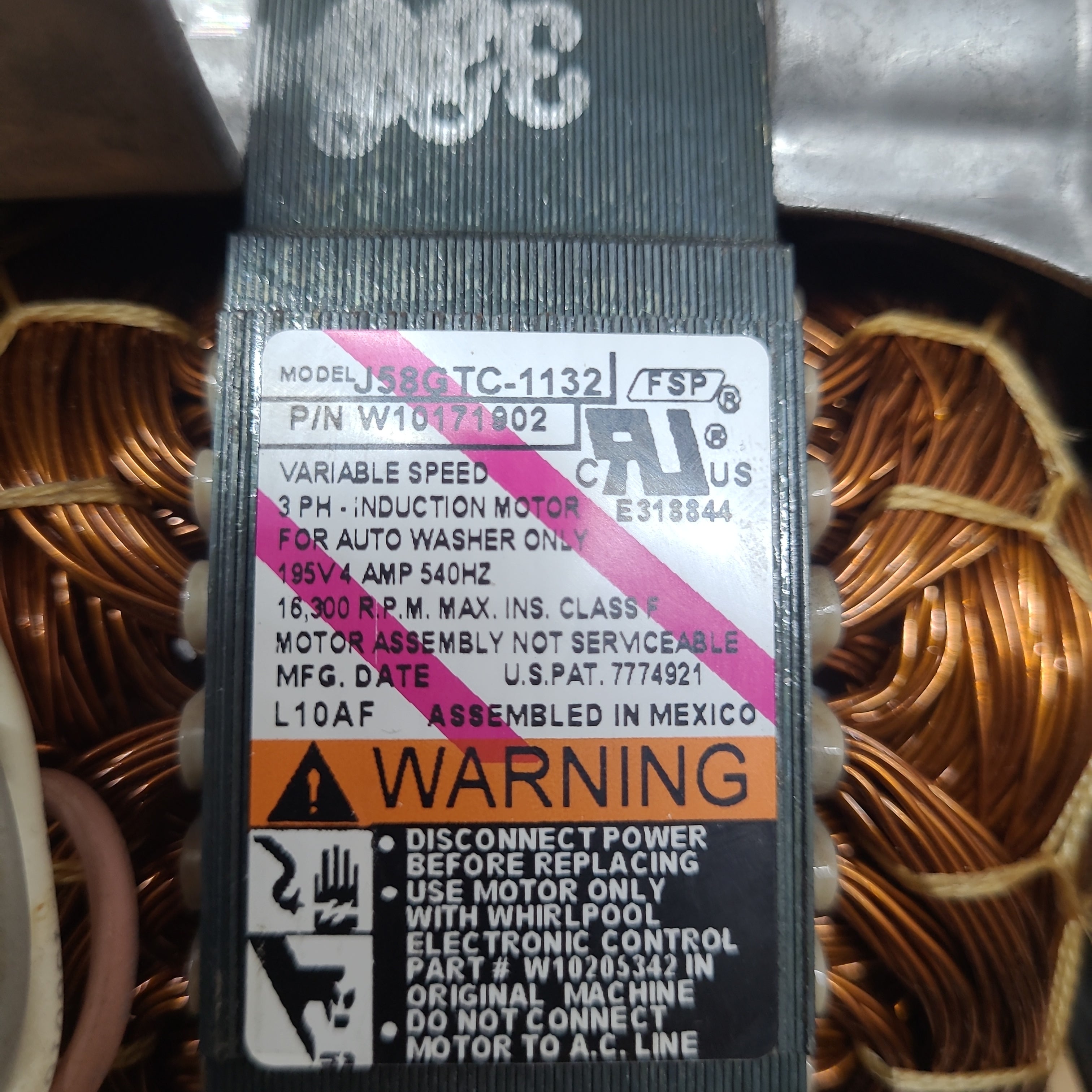 Whirlpool Washer Motor W10171902 Whirlpool Washer Motor W10171902